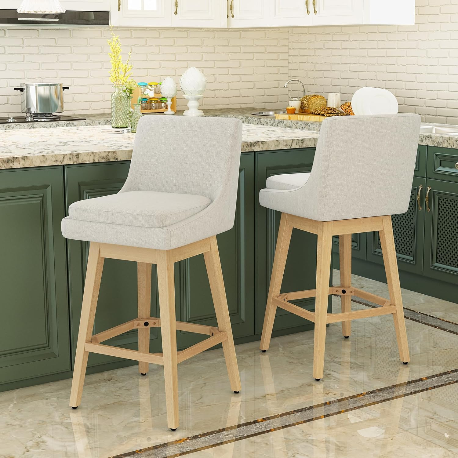 Counter Height Swivel Bar Stool Upholstered Fabric Counter Kitchen