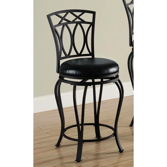 Counter Height Swivel Stool With Black Upholstered Seat - Metal & Chloride, 39" H X 19" W 17" D, 24" Ht, 16.75" , Dining Use In Upholstery , H, 200 Lbs Capacity,