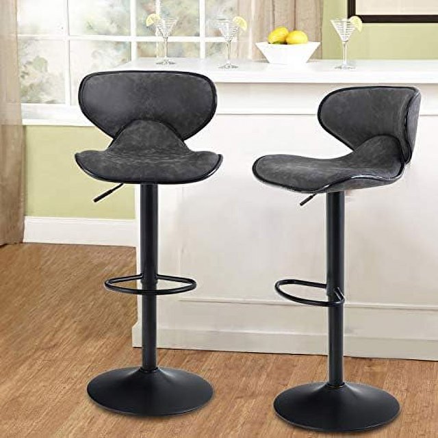 Counter Height Swivel Stools Set of 2 Adjustable Barstools with Back