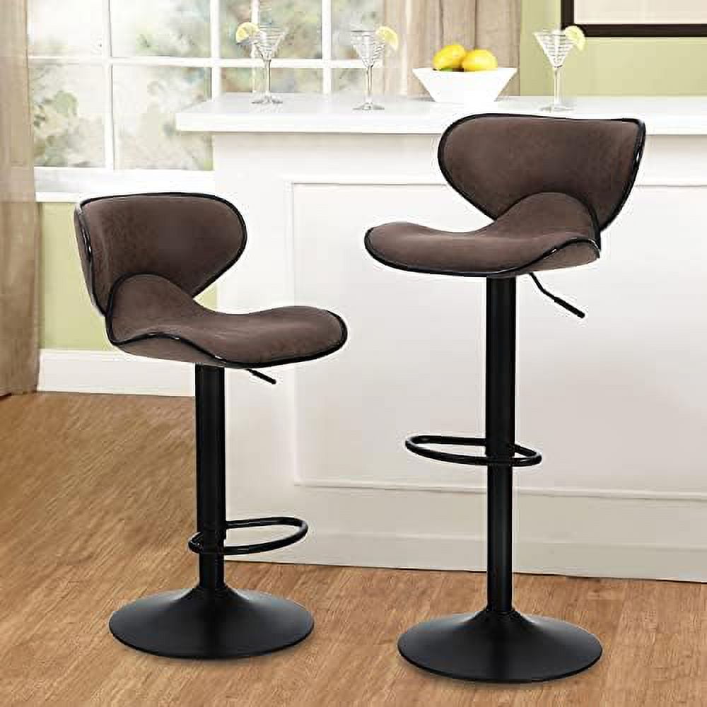 Counter Height Swivel Stools Set of 2 Adjustable Barstools with Back