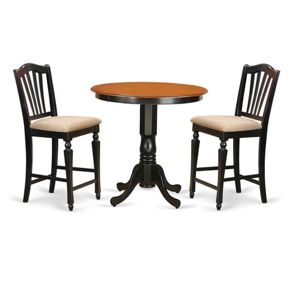 Counter Height Table & 2 Dining Chair, Black Finish