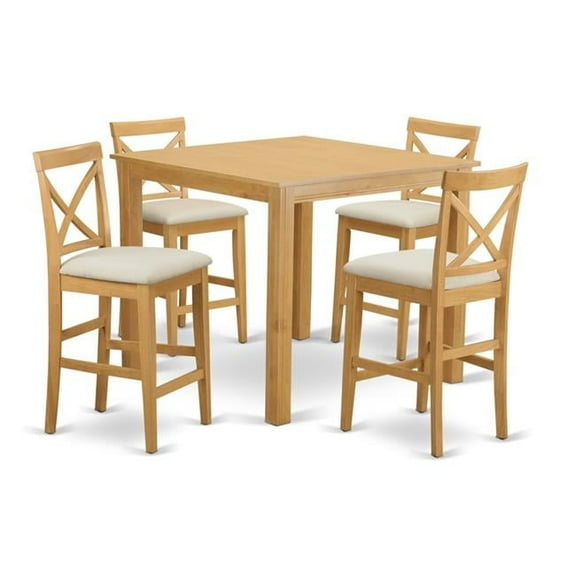 Counter Height Table & 4 Kitchen Bar Stool, Oak