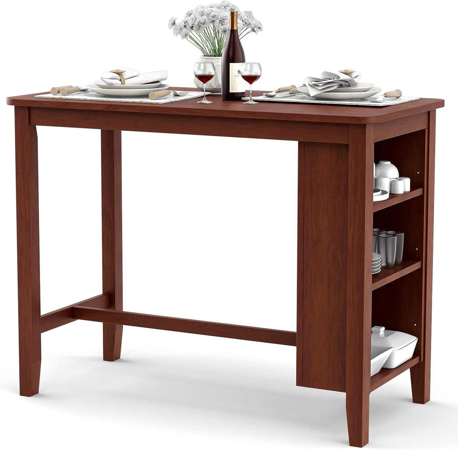 Counter Height Table Pub Table with 3Tier Shelves 48\u201D x 24\u201D