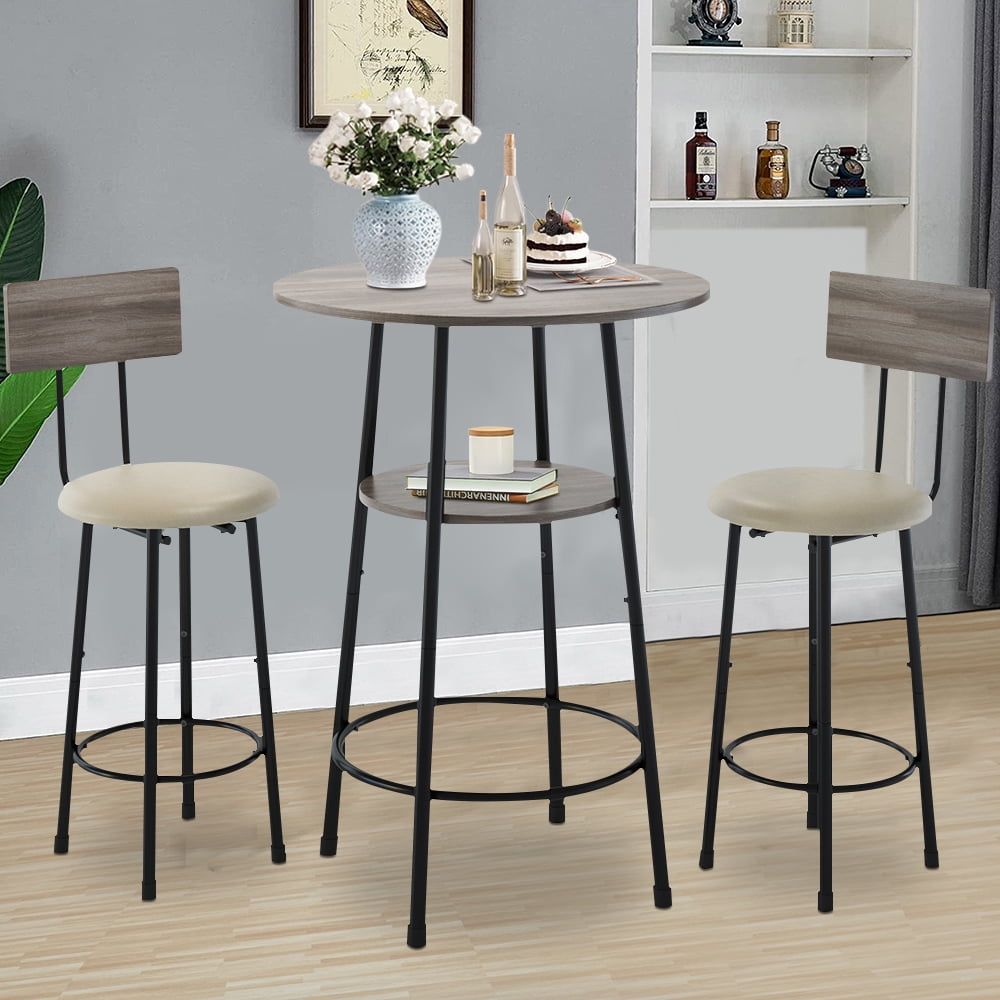 3 piece pub on sale table set gray