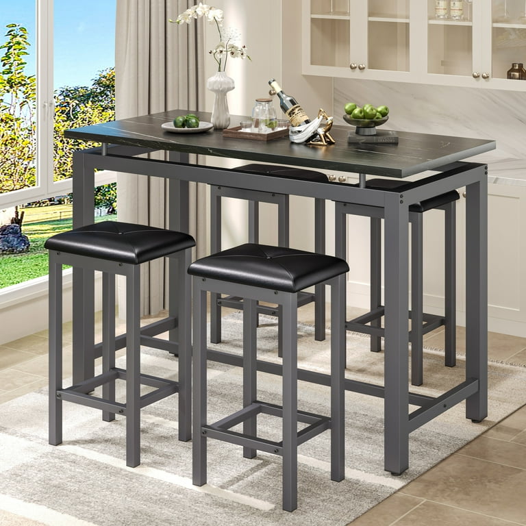 Counter Height Table Set of 5, Breakfast Bar Table and Stool Set