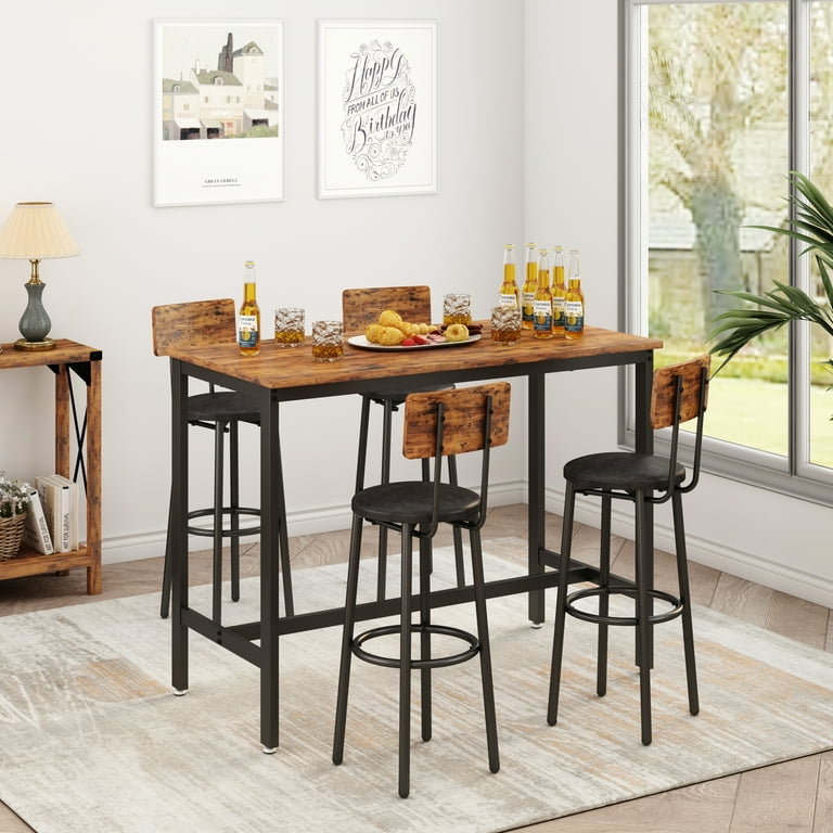 Counter Height Table Set 5 Pieces Dining Table Set for 4 Rustic