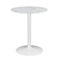 thumbnail image 1 of Counter Height Table with Marble Top and Metal Flared Base, White - Saltoro Sherpi, 1 of 5