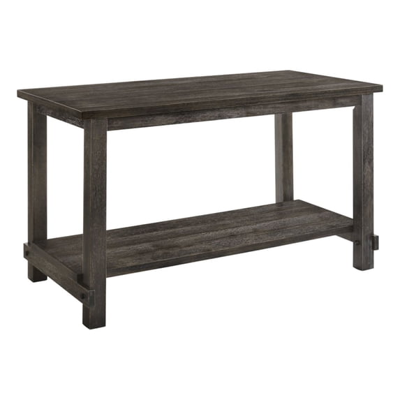 Counter Height Wooden Dining Table with Open Bottom Shelf Gray - Saltoro Sherpi