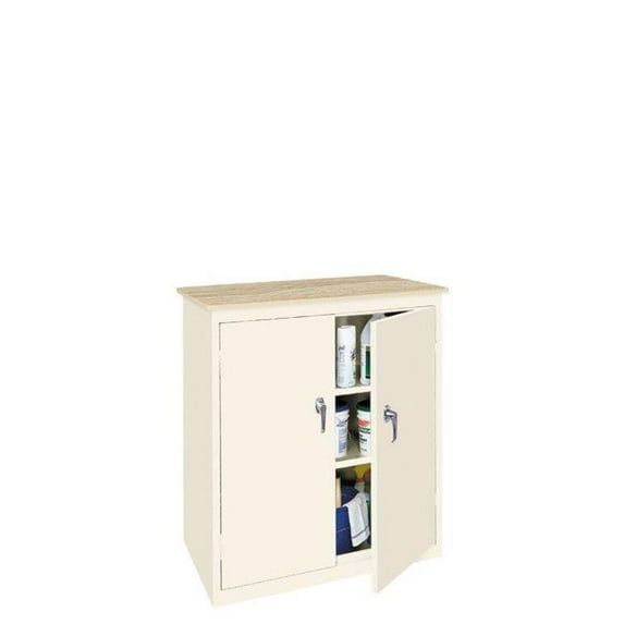 Counter High Cabinet with Plastic Top & 1 Fixed Shelf - Blue, 36 x 18 x 42 in.