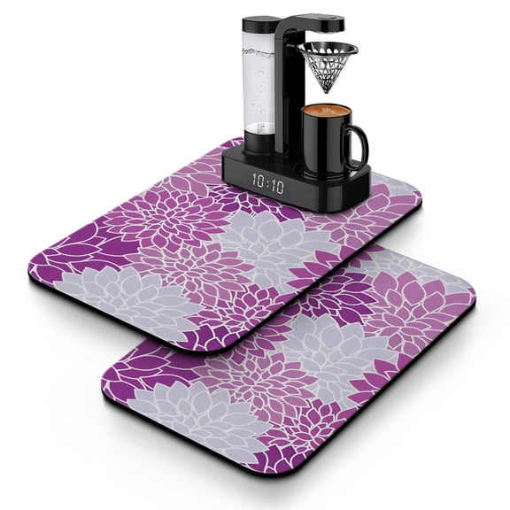 Counter Mat with Retro Design - Vintage Style Dish Drying Mat for Kitchen Coffee Bar, Heat-Resistant and Leak-Proof, Aesthetic Tribal Vibe