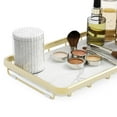 thumbnail image 1 of Counter Organizer for Bathroom, Kitchen or Coffee Bar, Metal Shelf with Faux Marble, Vanity Countertop Makeup Storage, Dresser Perfume Display Rack, Toilet Tank Tray, 1 of 8