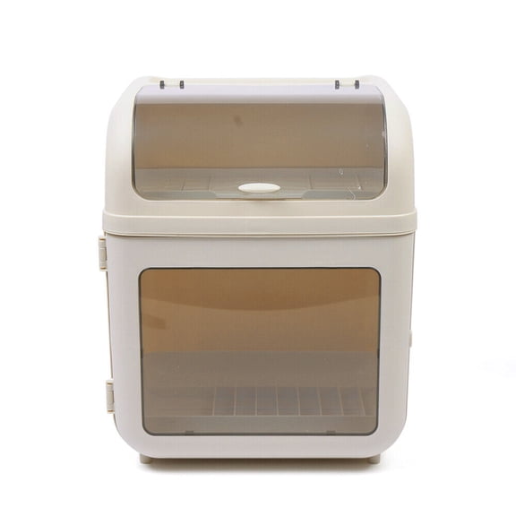 Plastic Dish Drying Rack with Lid Dish Bins Counter Organizers Khaki
