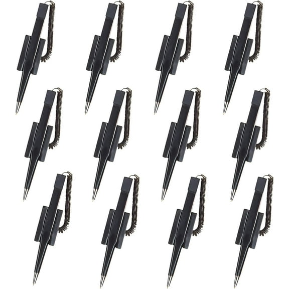 Counter Pens Secure Counter Pens Adhesive Back Base Pen Holder Black Desk Pen Reception Ballpoint Pen For Office Supplies (6)