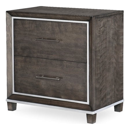 Counter Point 2 Drawer Brown Wood Nightstand with USB