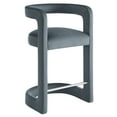 thumbnail image 1 of Counter Stool Chair, Blue, Velvet, Bar Pub Cafe Bistro Dining Kitchen Hospitality Restaurant, Modern Contemporary, HB37619, 1 of 9