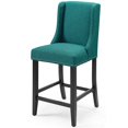 thumbnail image 1 of Counter Stool Chair, Fabric, Wood, Teal Blue, Modern Contemporary Urban Design, Bar Pub Cafe Bistro Hotel Restaurant Hospitality, 1 of 7