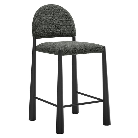Counter Stool Chair, Gray, Fabric, Metal, Bar Pub Cafe Bistro Dining Kitchen Hospitality Restaurant, Modern Contemporary, HB37835