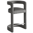 thumbnail image 1 of Counter Stool Chair, Gray, Velvet, Bar Pub Cafe Bistro Dining Kitchen Hospitality Restaurant, Modern Contemporary, HB37622, 1 of 9