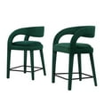thumbnail image 1 of Counter Stool Chair, Green, Velvet, Bar Pub Cafe Bistro Dining Kitchen Hospitality Restaurant, Modern Contemporary Boutique HB35931, 1 of 10