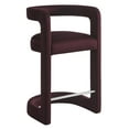 thumbnail image 1 of Counter Stool Chair, Red, Velvet, Bar Pub Cafe Bistro Dining Kitchen Hospitality Restaurant, Modern Contemporary, HB37620, 1 of 9
