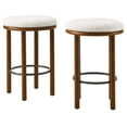 thumbnail image 1 of Counter Stool Chair, Set of 2, Ivory White Walnut, Fabric, Wood, Bar Pub Cafe Bistro Dining Kitchen Hospitality Restaurant, Modern Contemporary HB36721, 1 of 8
