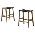 thumbnail image 1 of Counter Stool Chair, Set of 2, Walnut Black, Faux Vinyl Leather, Wood, Bar Pub Cafe Bistro Dining Kitchen Hospitality Restaurant, Modern Contemporary HB36070, 1 of 10