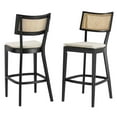 thumbnail image 1 of Counter Stool Chair, Set of 2, Beige Black, Wood, Bar Pub Cafe Bistro Dining Kitchen Hospitality Restaurant, Modern Contemporary HB36727, 1 of 10