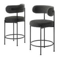 thumbnail image 1 of Counter Stool Chair, Set of 2, Dark Grey Gray, Fabric, Metal, Bar Pub Cafe Bistro Dining Kitchen Hospitality Restaurant, Modern Contemporary HB35915, 1 of 11