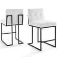 thumbnail image 1 of Counter Stool Chair, Set of 2, Fabric, Metal Steel, Black White, Modern Contemporary Urban Design, Bar Pub Cafe Bistro Hotel Restaurant Hospitality, 1 of 4