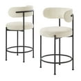 thumbnail image 1 of Counter Stool Chair, Set of 2, Ivory White, Fabric, Metal, Bar Pub Cafe Bistro Dining Kitchen Hospitality Restaurant, Modern Contemporary HB35914, 1 of 11