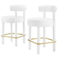 thumbnail image 1 of Counter Stool Chair, Set of 2, White, Velvet, Bar Pub Cafe Bistro Dining Kitchen Hospitality Restaurant, Modern Contemporary Boutique HB36130, 1 of 11