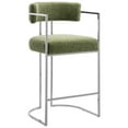 thumbnail image 1 of Counter Stool Chair, Silver Green, Fabric, Metal, Bar Pub Cafe Bistro Dining Kitchen Hospitality Restaurant, Modern Contemporary, HB37850, 1 of 10