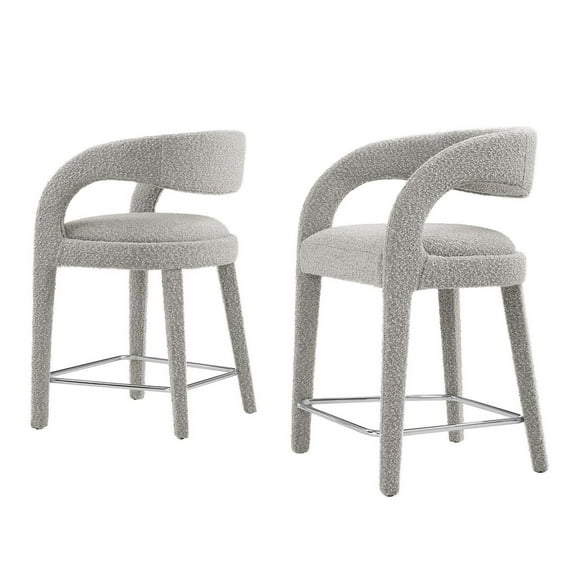 Counter Stool Chair, Taupe Gray Silver, Fabric, Bar Pub Cafe Bistro Dining Kitchen Hospitality Restaurant, Modern Contemporary HB35930