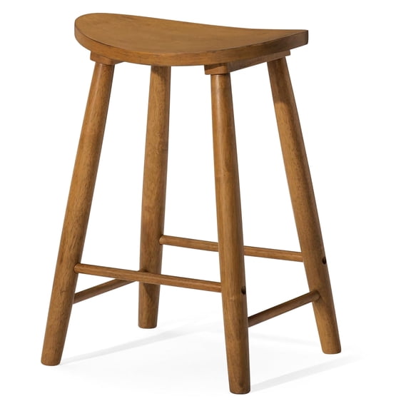Counter Stool Luna,26 Inch Round Solid Wood Seat,Footrest,Space Saving Kitchen Stool,For Counters & Islands,Apartments,Dorms,Compact Living,Light Brown