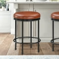 thumbnail image 1 of Counter Stool With - Metal Frame, Footrest, No Assembly Required Faux Leather Backless Base, Comfortable Padding, Needed, 1 of 5