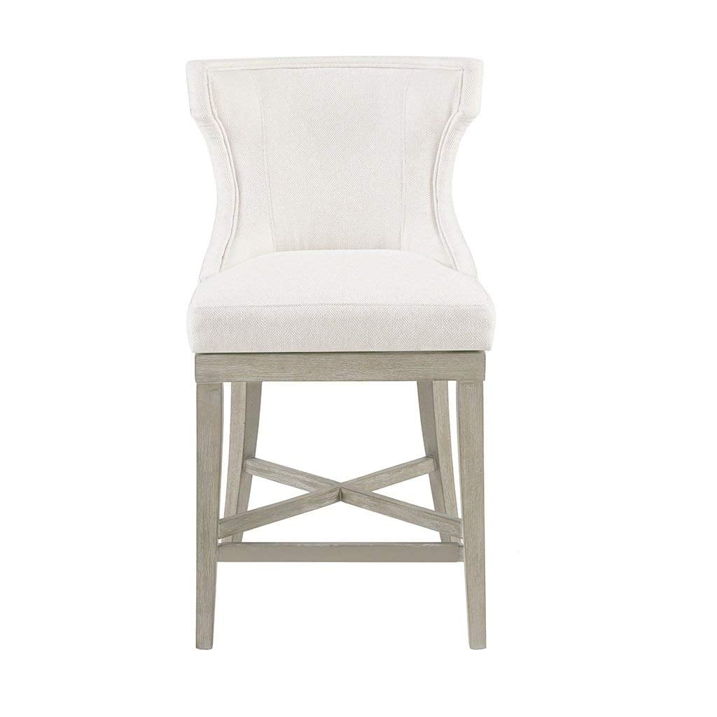 Trentin Cream Wood Swivel Wingback Counter Stool