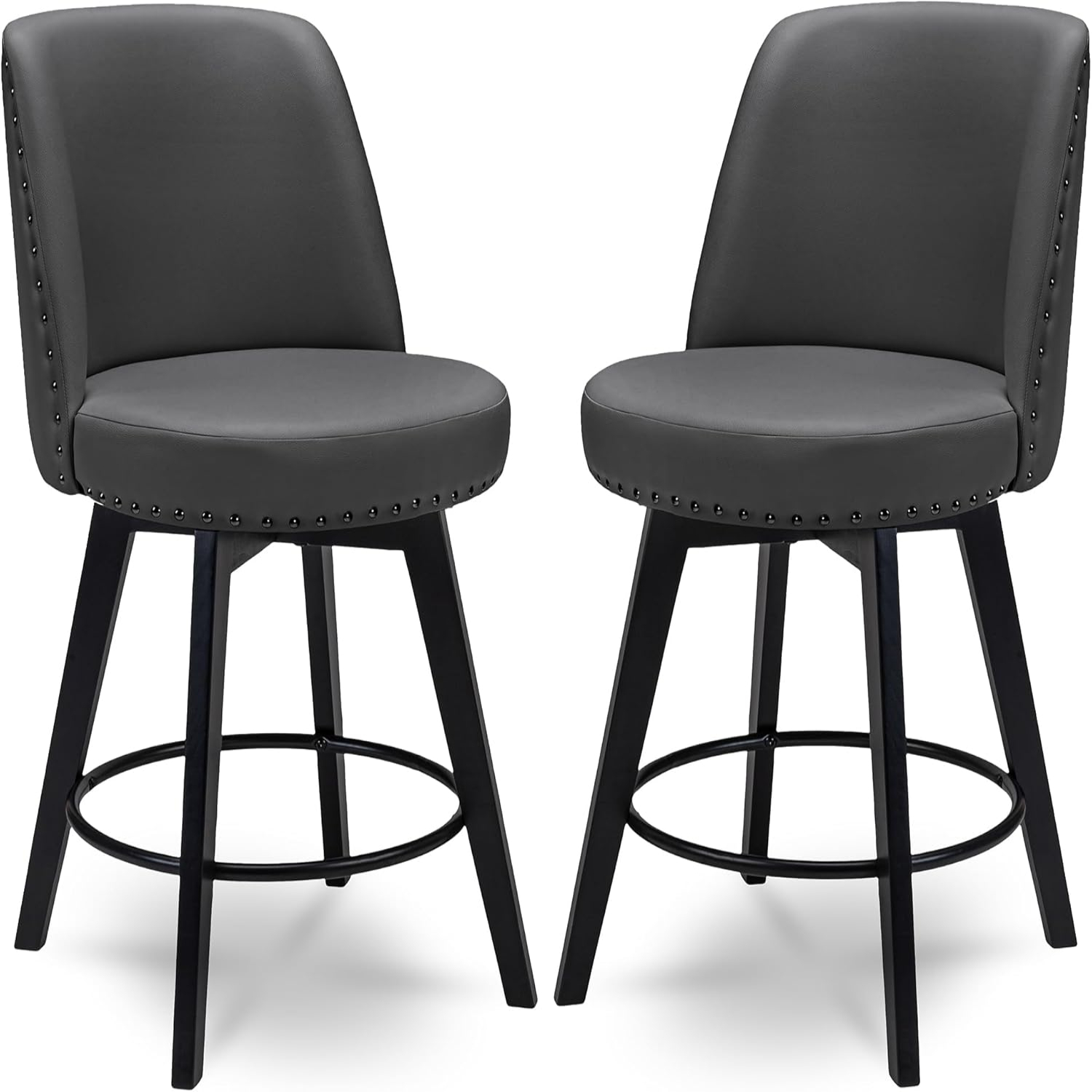 Counter Stools 26" 360 Free Swivel High Back Full Back Upholstered Nail