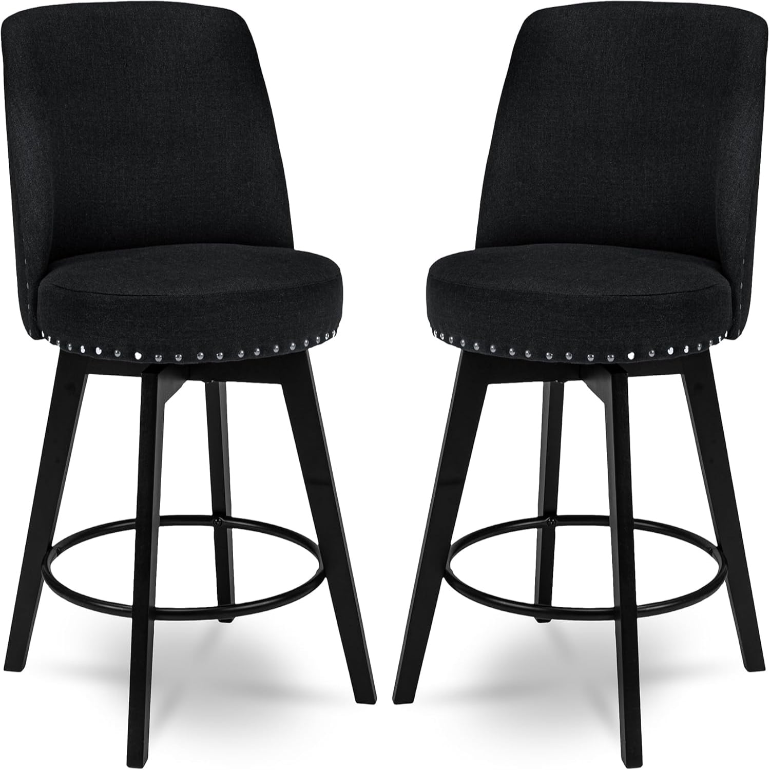 Counter Stools 26" 360 Free Swivel High Back Full Back Upholstered Nail