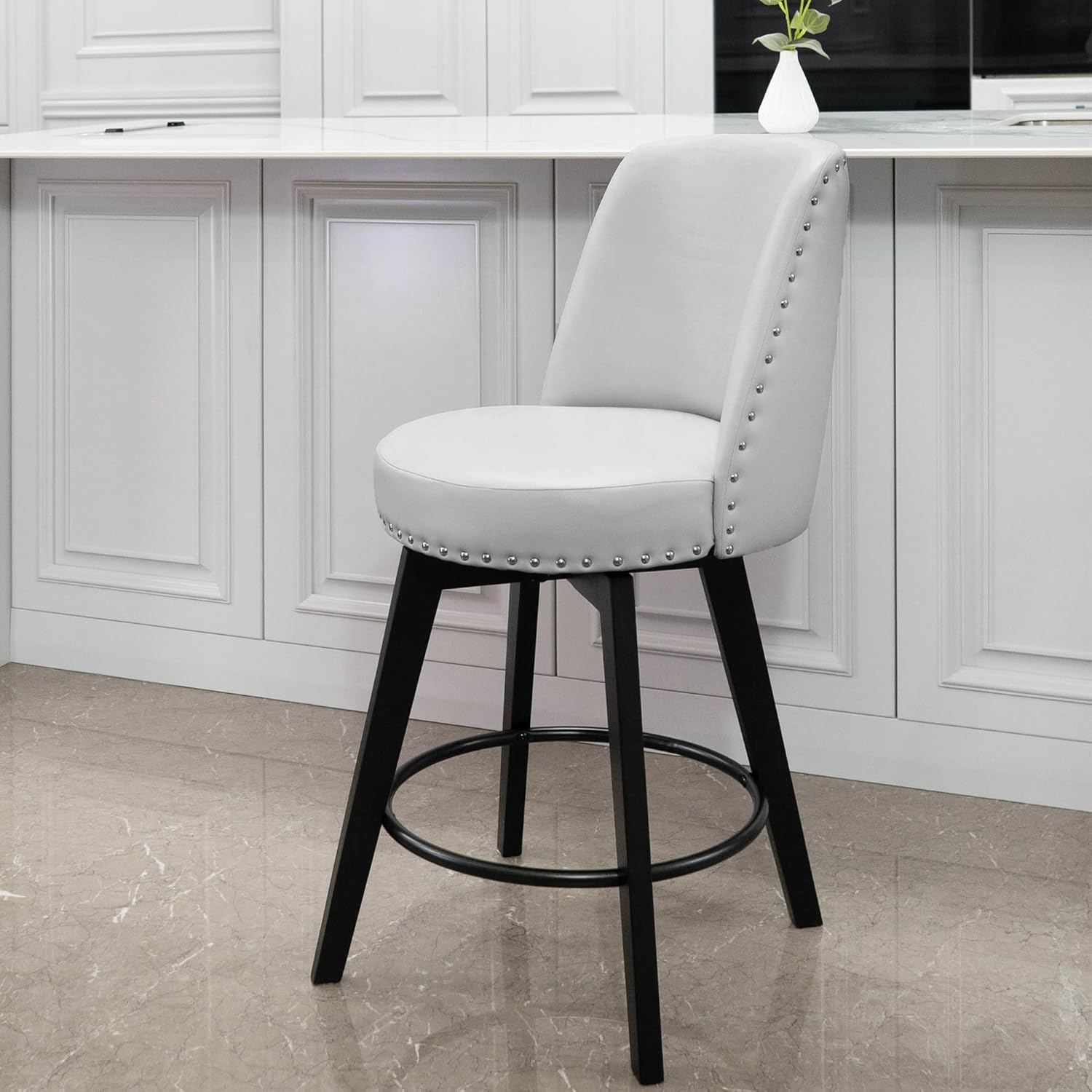 Counter Stools 26" 360 Free Swivel High Back Full Back Upholstered Nail