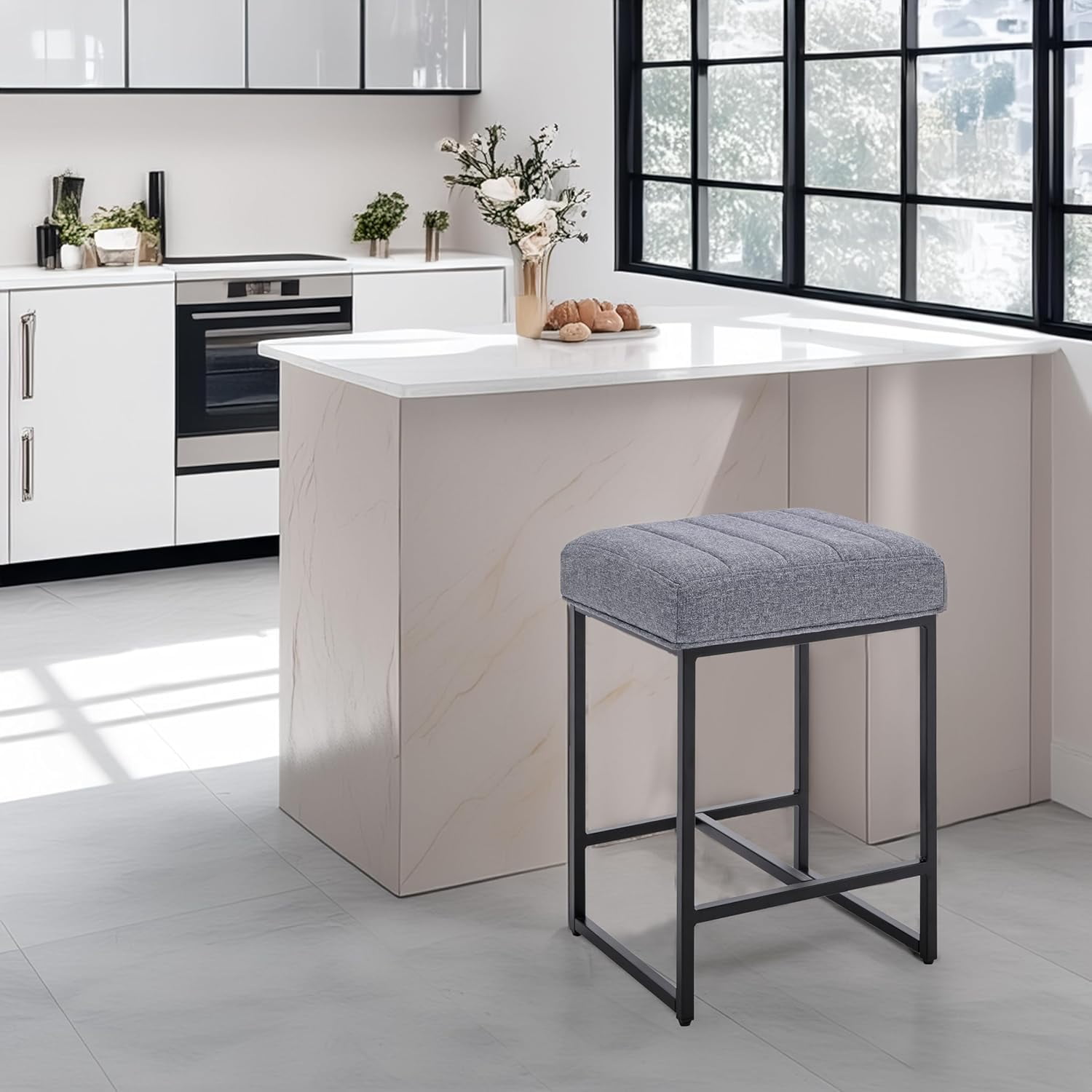 Counter Stools Modern Upholstered Metal Counter Height Stools with