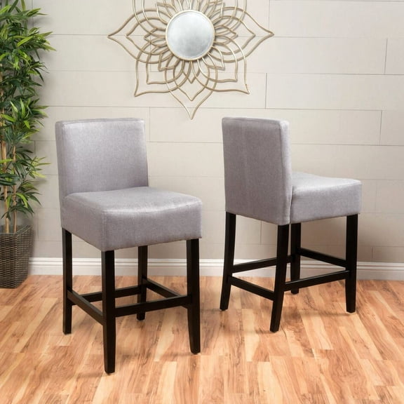Counter Stools Set of 2 | Provide Comfort at Kitchen Counter | 100% Polyester Fabric & Solid Wood | Armless for Easy Mobility