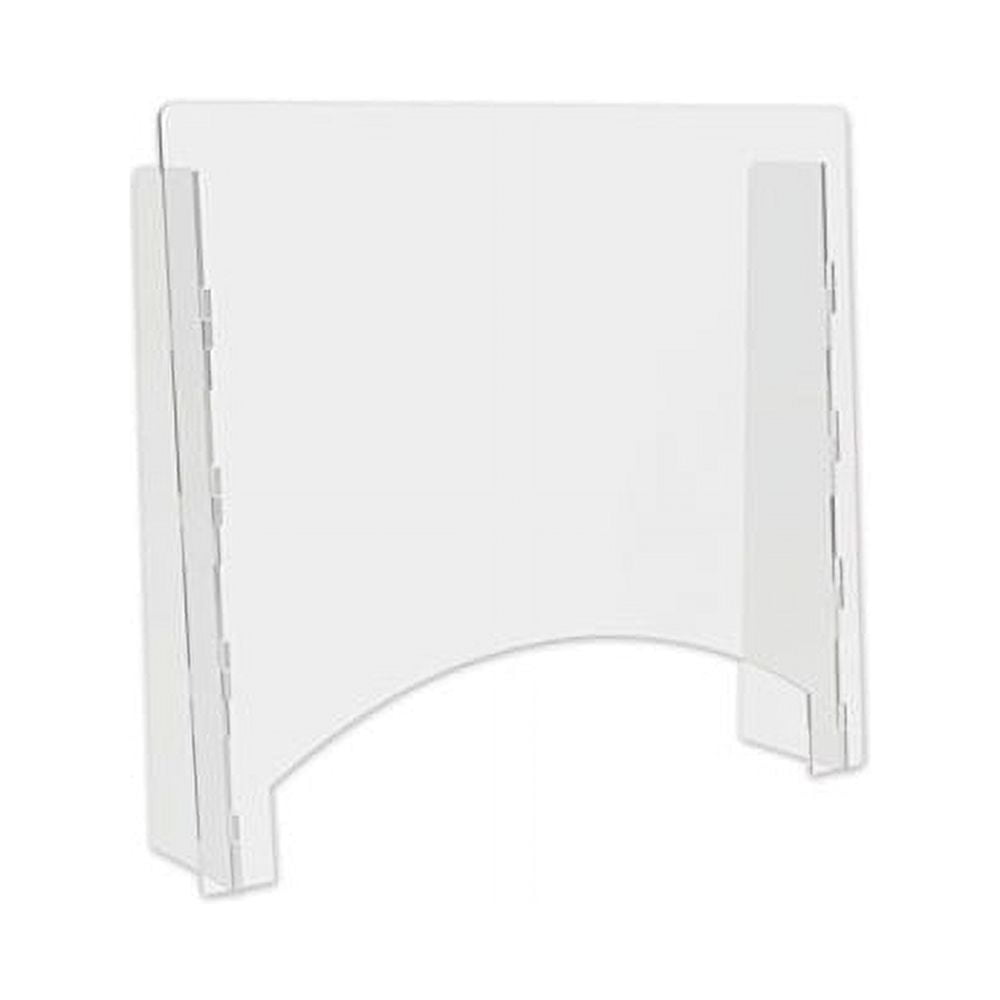 Clear Acrylic Folding Tabletop Sneeze Guard with Pass Thru