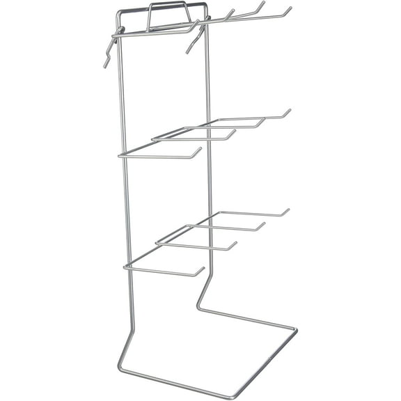 Counter Top Display Rack with 12 Single Peg Hook In Silver (Holds 3" x 5" Item)