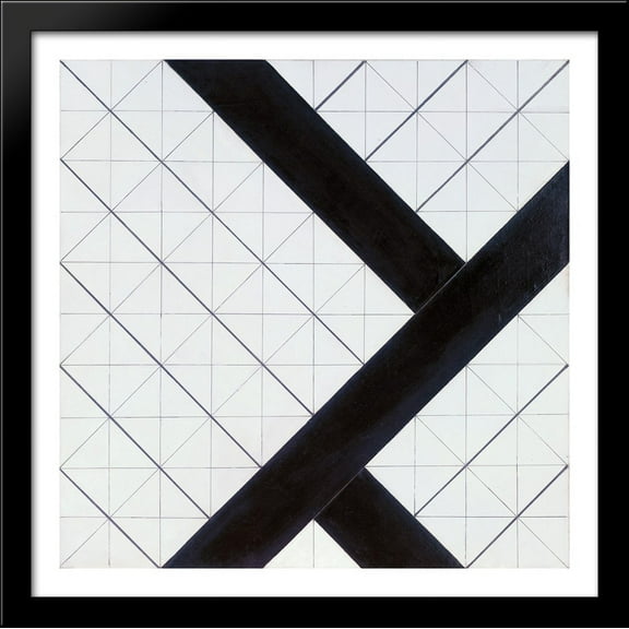 Counter composition VI 28x28 Large Black Wood Framed Print Art by Theo van Doesburg