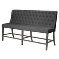 thumbnail image 1 of Counter-height Rustic Gray Wood Dining Bench with Tufted Gray Linen, 1 of 2