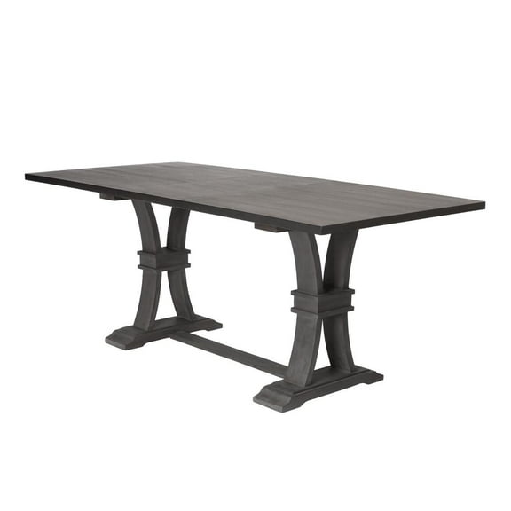 Counter-height Rustic Gray Wood Extendable Dining Table with Removable 18" Leaf