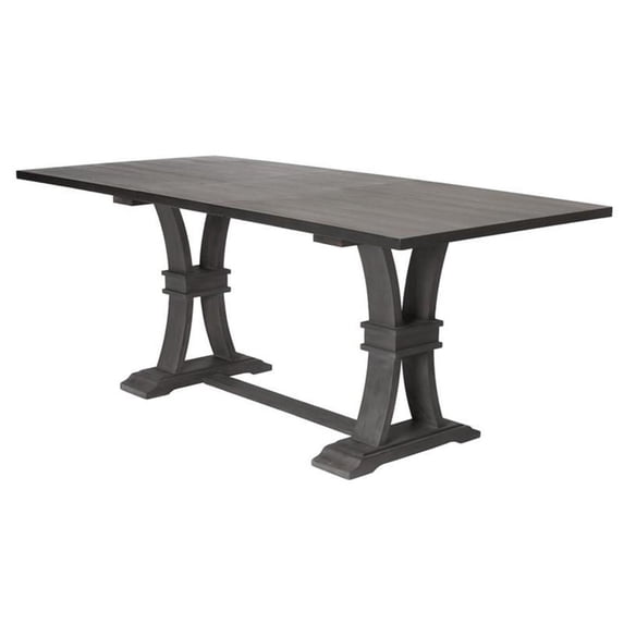 Counter-height Rustic Gray Wood Extendable Dining Table with Removable 18" Leaf