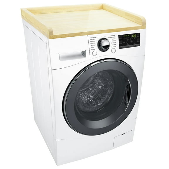 Counter top for Washer Dryer - Lacquered Butcher Block with Edge Rails - 25" Depth x 24" Width