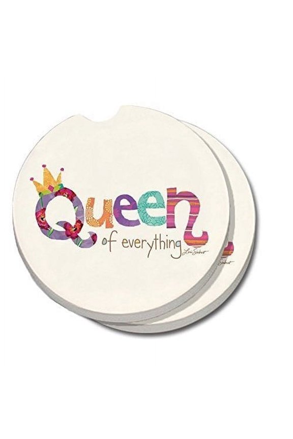Conimar Counterart Absorbent Stone Car Coaster Queen of Everything (Set of 2)