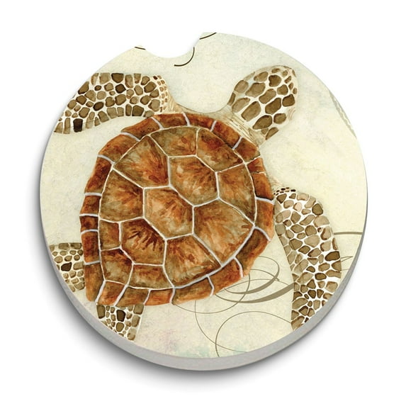 CounterArt Absorbent Stoneware Car Coaster, Sea Turtle, Set of 2